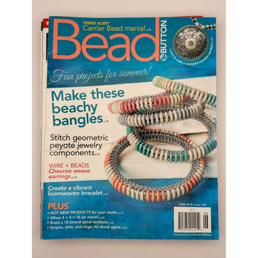 Bead & Button Beadwork Jewelry Making Magazine Lot of 6 Patterns 2007-2018